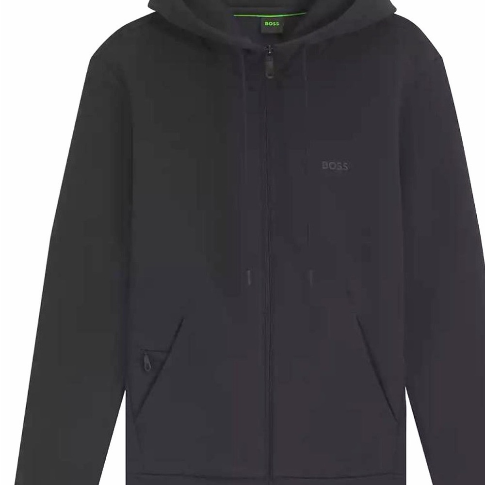 BOSS Black Hooded Lightweight Zip Jacket